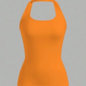 SHEIN Bright Orange Halter Tank Top